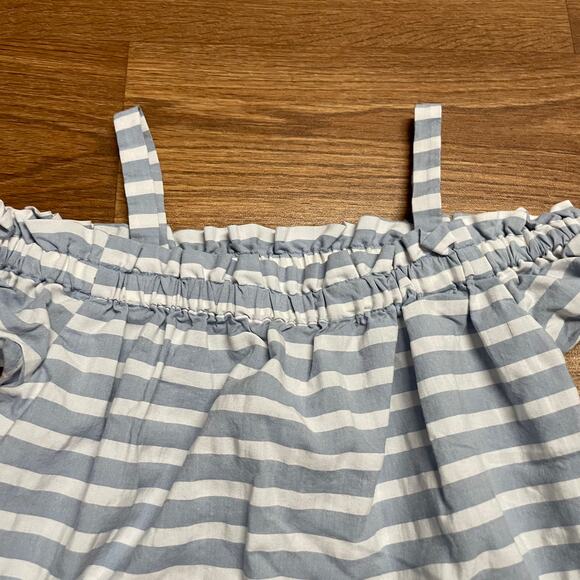 Janie & Jack Girls Blue White Striped Off Shoulder Summer Dress Size 5 - Picture 3 of 6